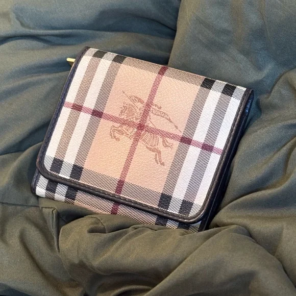 Burberry Black and Beige Plaid Wallet - Picture 1 of 9